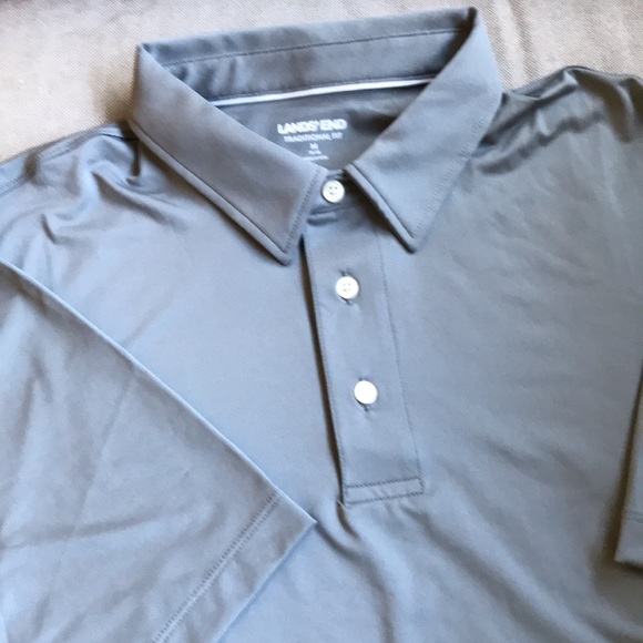 Lands’  End Gray Polyester Polo Shirt - Picture 2 of 5